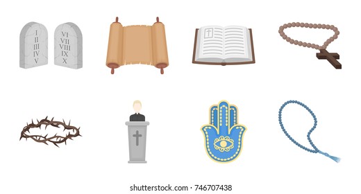 Religion and belief icons in set collection for design. Accessories, prayer vector symbol stock web illustration.