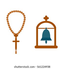 Religion bell hanging in the archway vector.