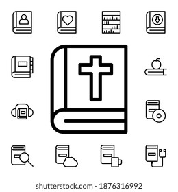 Religion book flat vector icon in books pack