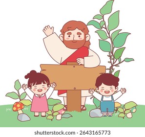 religion, Christ, children, children, boys, girls, signs, grass, nature, greetings, welcome, Bible, Christianity,