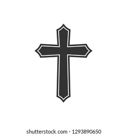 Religion, christian cross icon. Flat design. Vector illustration.