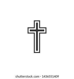 Religion, christian cross icon. Vector illustration, flat design.