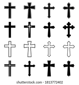 religion christian cross icon vector symbol isolated illustration white background