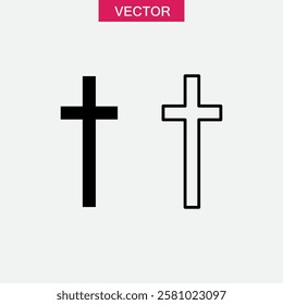 Religion, christian cross icon.vector flat black simple flat trendy style illustration for web and app..eps