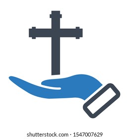 Religion, Christian cross vector icon 