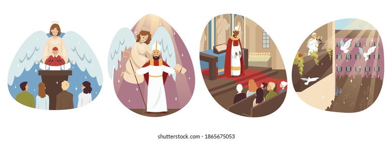 Religion, christianity, holiday set concept