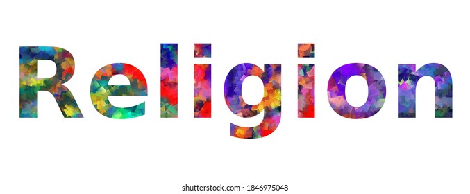 Religion. Colorful typography text banner. Word religion vector design