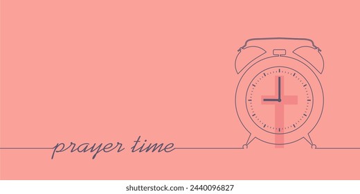 Religion concept. Alarm clock with prayer time text.