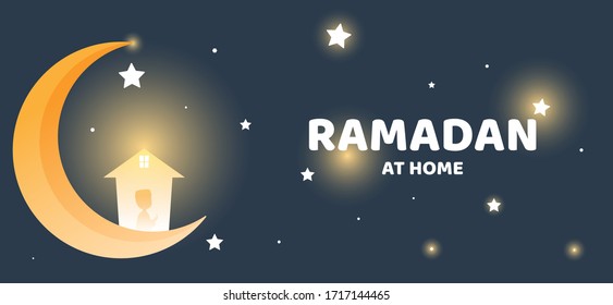 Religion concept. Ramadan be blessed worship at home coronavirus protection social distancing. 