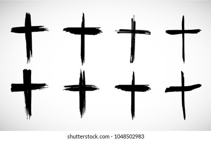 Religion Cross . Black Paint brush. Vector illustration 