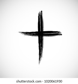 Religion Cross . Black Paint . Vector