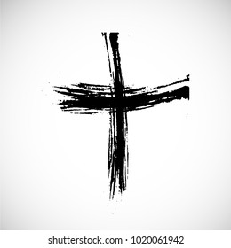 Religion Cross . Black Paint . Vector