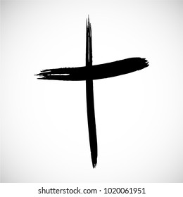 Religion Cross . Black Paint . Vector