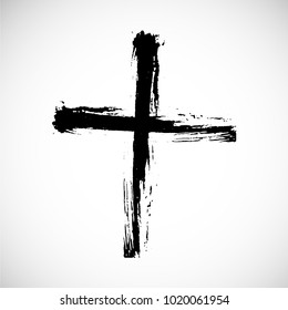 Religion Cross . Black Paint . Vector