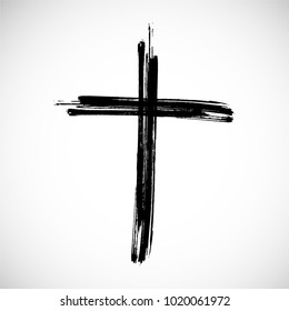Religion Cross . Black Paint . Vector