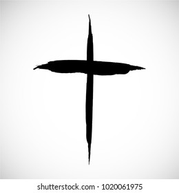 Religion Cross . Black Paint . Vector