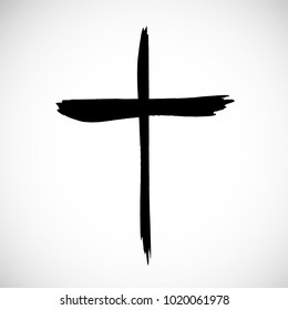 Religion Cross . Black Paint . Vector