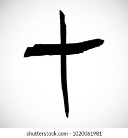 Religion Cross . Black Paint . Vector