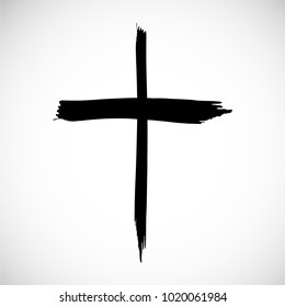 Religion Cross . Black Paint . Vector