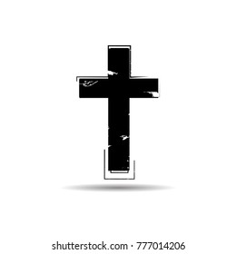 Religion Cross . Black Paint . Vector grunge sign