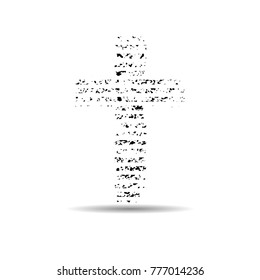 Religion Cross . Black Paint . Vector grunge sign