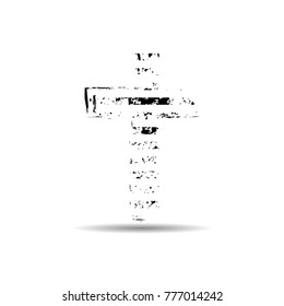 Religion Cross . Black Paint . Vector grunge sign