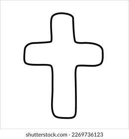 Religion Cross doodle vector illustration isolated on white background.