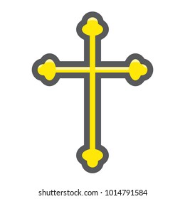 Religion cross filled outline icon, easter and holiday, christian sign vector graphics, a colorful line pattern on a white background, eps 10.