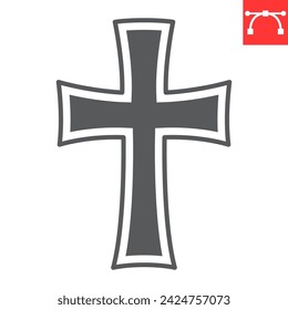 Religion cross glyph icon, Easter and Catholicism, gothic cross vector icon, vector graphics, editable stroke solid sign, eps 10.