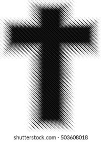 Religion Cross with Halftone Dots