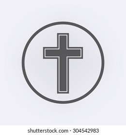 Religion cross icon in circle