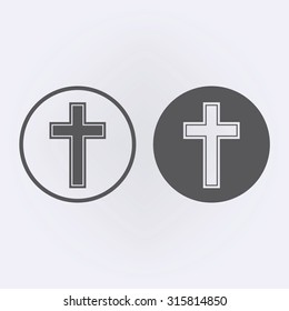 Religion cross icon in circle . Vector illustration