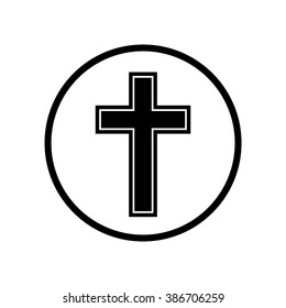 Religion cross icon in circle . Vector illustration