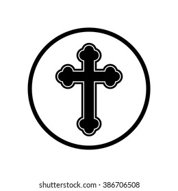 Religion cross icon in circle . Vector illustration