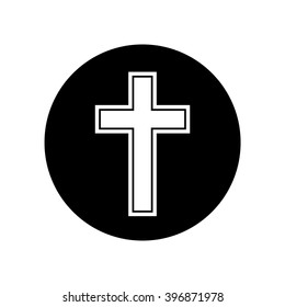 Religion cross icon in circle . Vector illustration