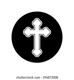 Religion cross icon in circle . Vector illustration