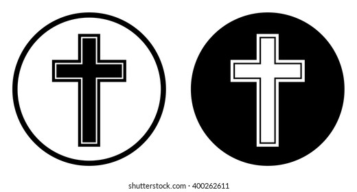 Religion cross icon in circle . Vector illustration