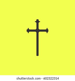Religion cross icon flat. 