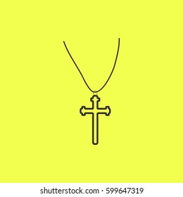 Religion cross icon flat. Black pictogram on white background. Vector illustration symbol and bonus button