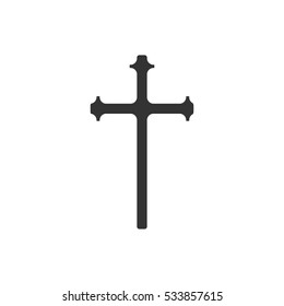 Religion cross icon flat. Illustration isolated on white background. Vector grey sign symbol
