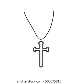 Religion cross icon flat. Illustration isolated on white background. Vector grey sign symbol