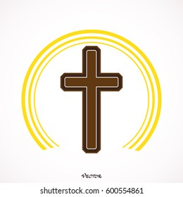 Religion Cross Icon isolated on background. Modern flat pictogram, business, marketing, internet concept. Trendy Simple vector symbol for web site design or button to mobile app. Logo illustration