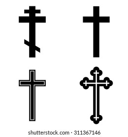 Religion cross icon set