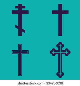Religion cross icon set