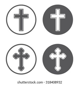 Religion cross icon set in circle  . Vector illustration
