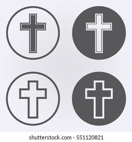 Religion cross icon set in circle . Vector illustration