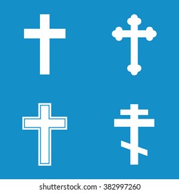 Religion cross icon set . Vector illustration