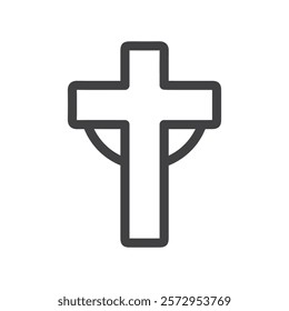 Religion cross icon Simple outline vector logo