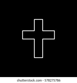 Religion cross line icon, religion & christianity, Religious sign, a linear pattern on a black background, eps 10.