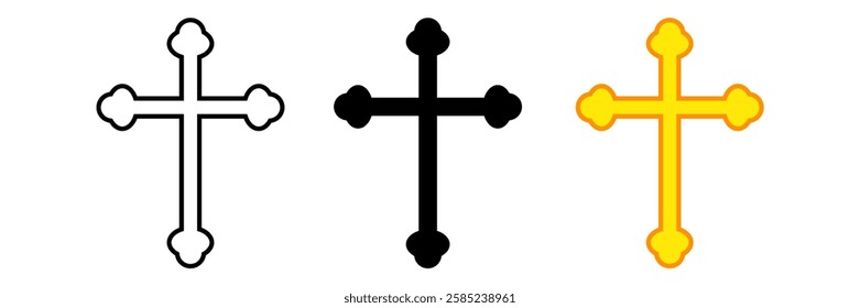 Religion cross line icon collection, easter and holiday, christian icon set vector graphics, a linear pattern on a white background, eps 10.